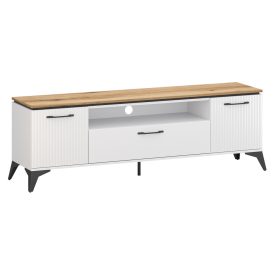 TV szekrény, fehér/evoke tölgy, VELIS 2D1S/170