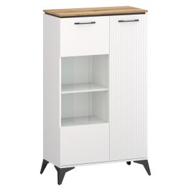 Alacsony vitrin, fehér/evoke tölgy, VELIS 1D1W
